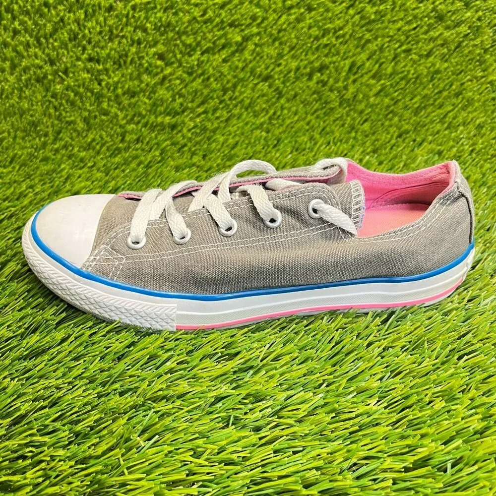 Converse All Star Double‎ Tongue Girls Size 3Y Gray Pink Athletic Shoes Sneakers